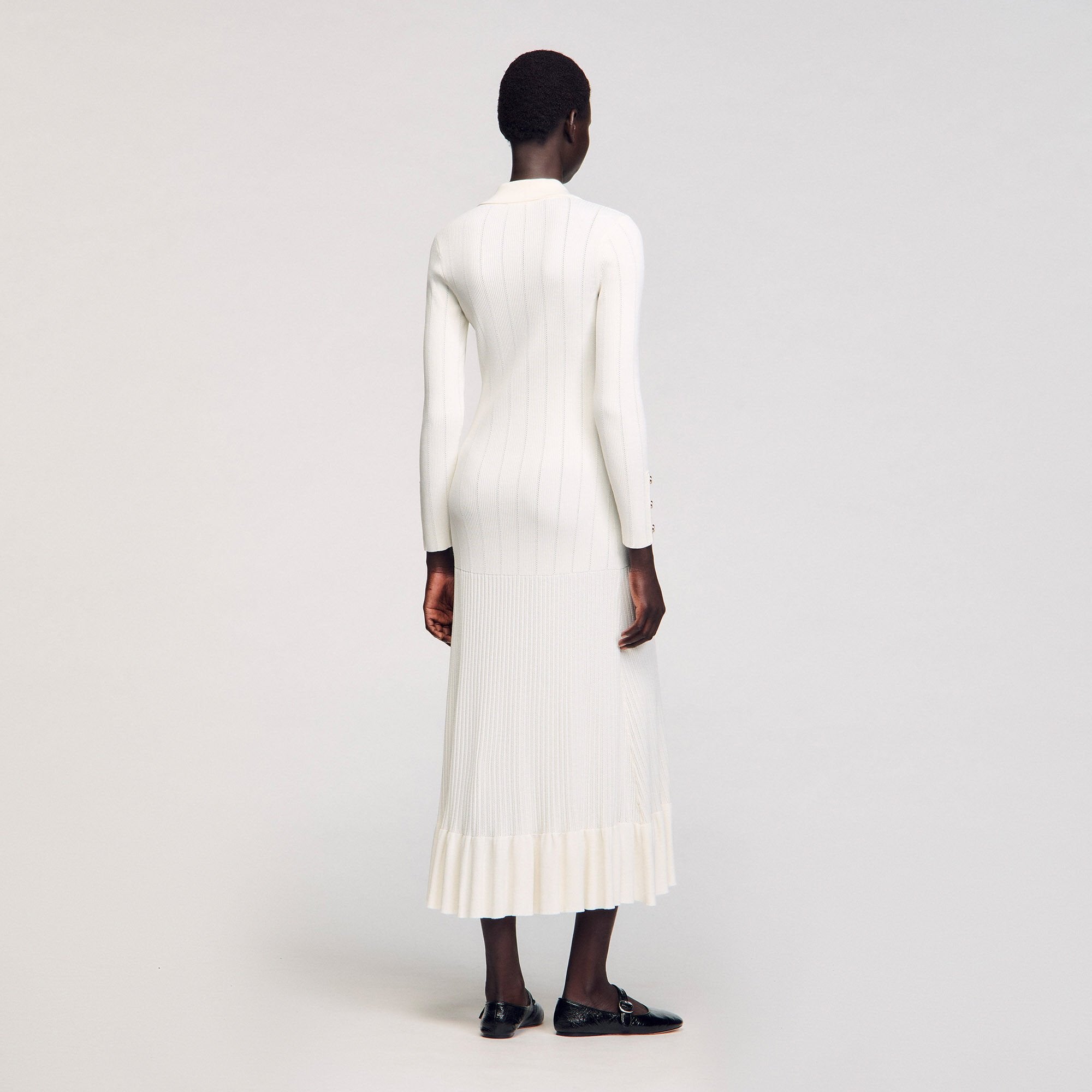 Knit maxi dress Ecru Sandro Women