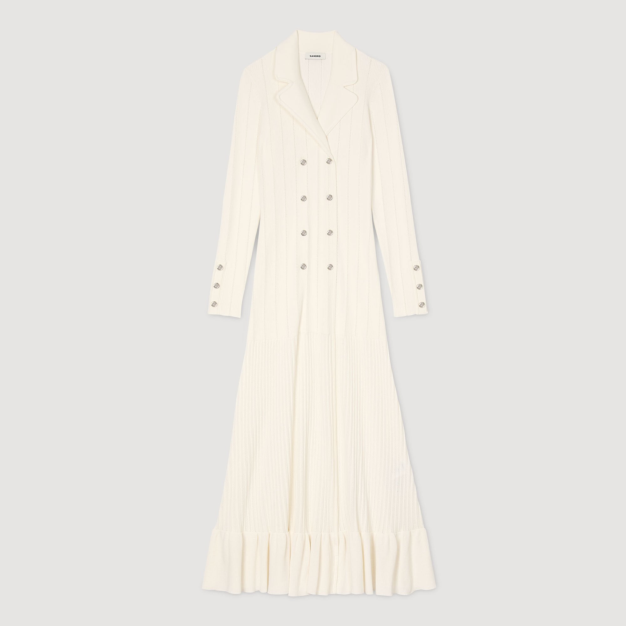 Knit maxi dress Ecru Sandro Women