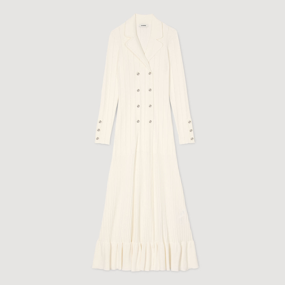 Knit maxi dress Ecru Sandro Women