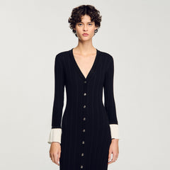 Two-tone knit maxi dress Black Sandro Women
