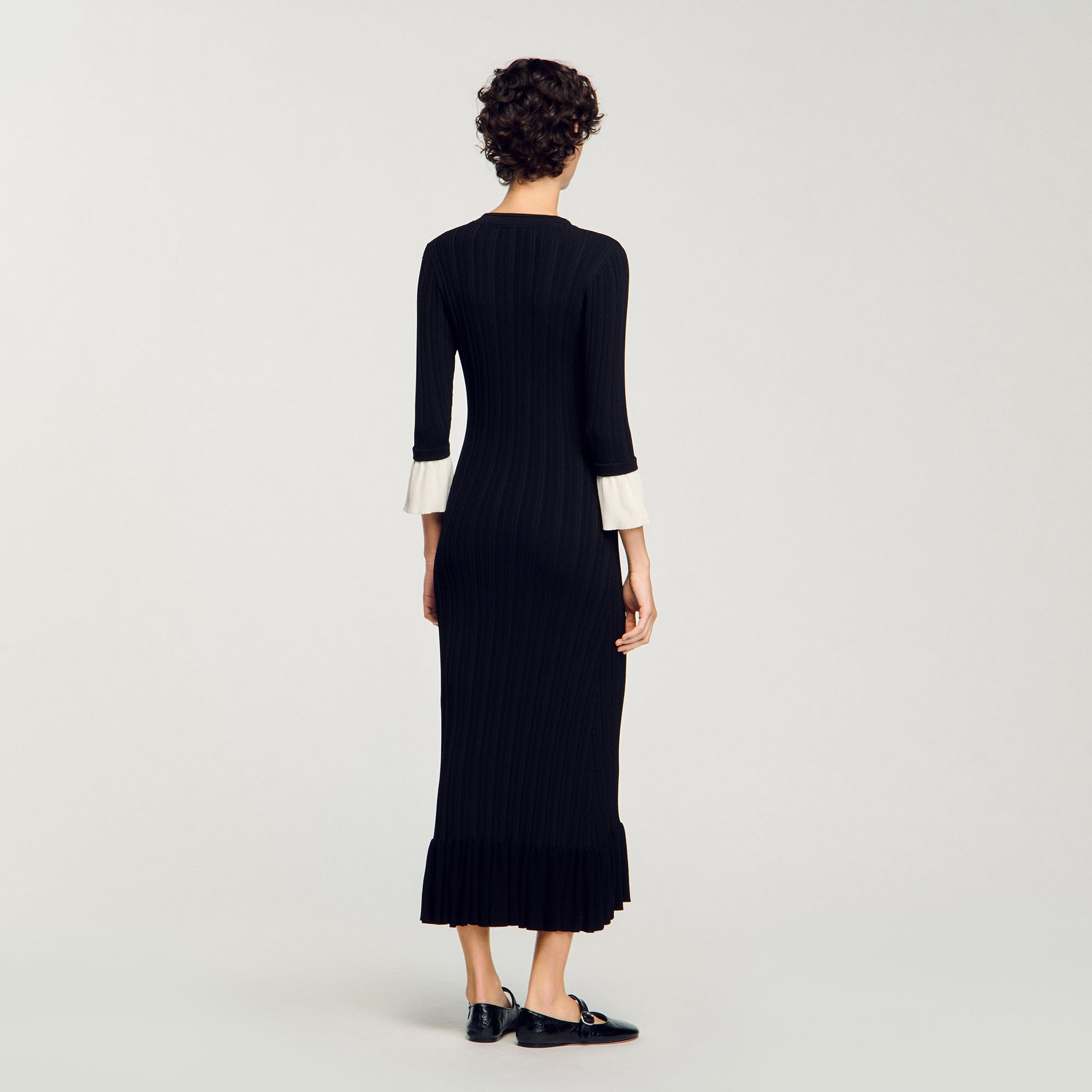 Two-tone knit maxi dress Black Sandro Women