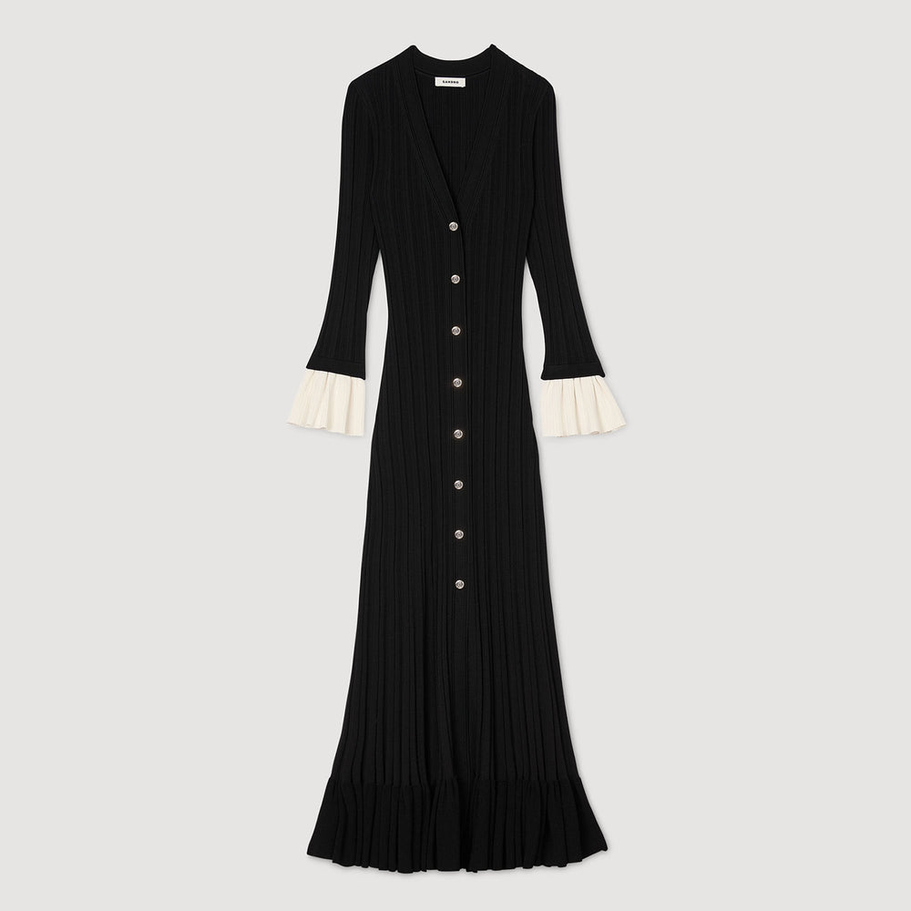 Two-tone knit maxi dress Black Sandro Women
