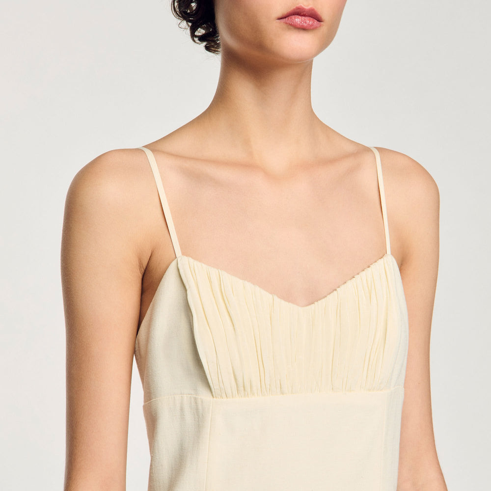 Pleated maxi dress Ecru Sandro Women