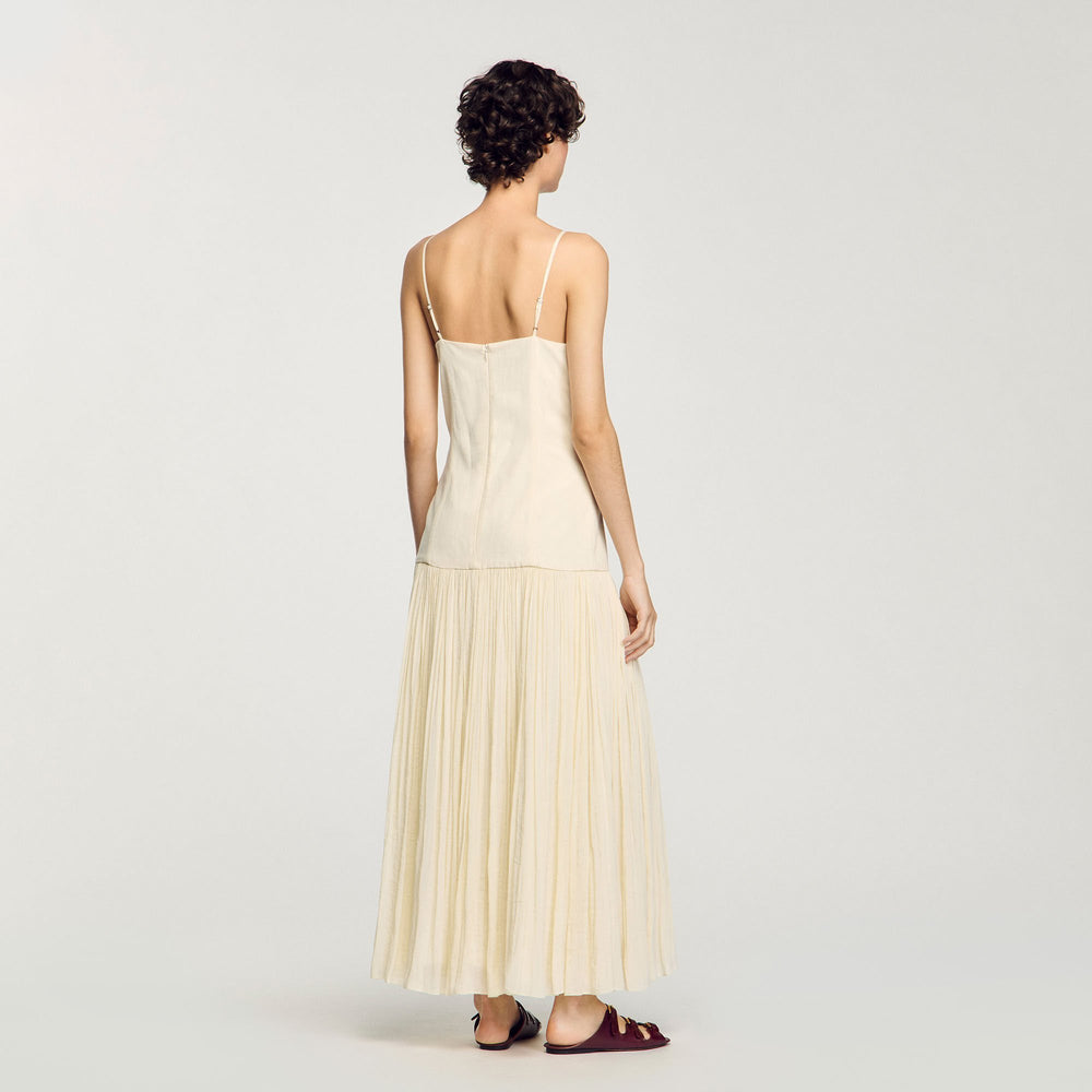 Pleated maxi dress Ecru Sandro Women