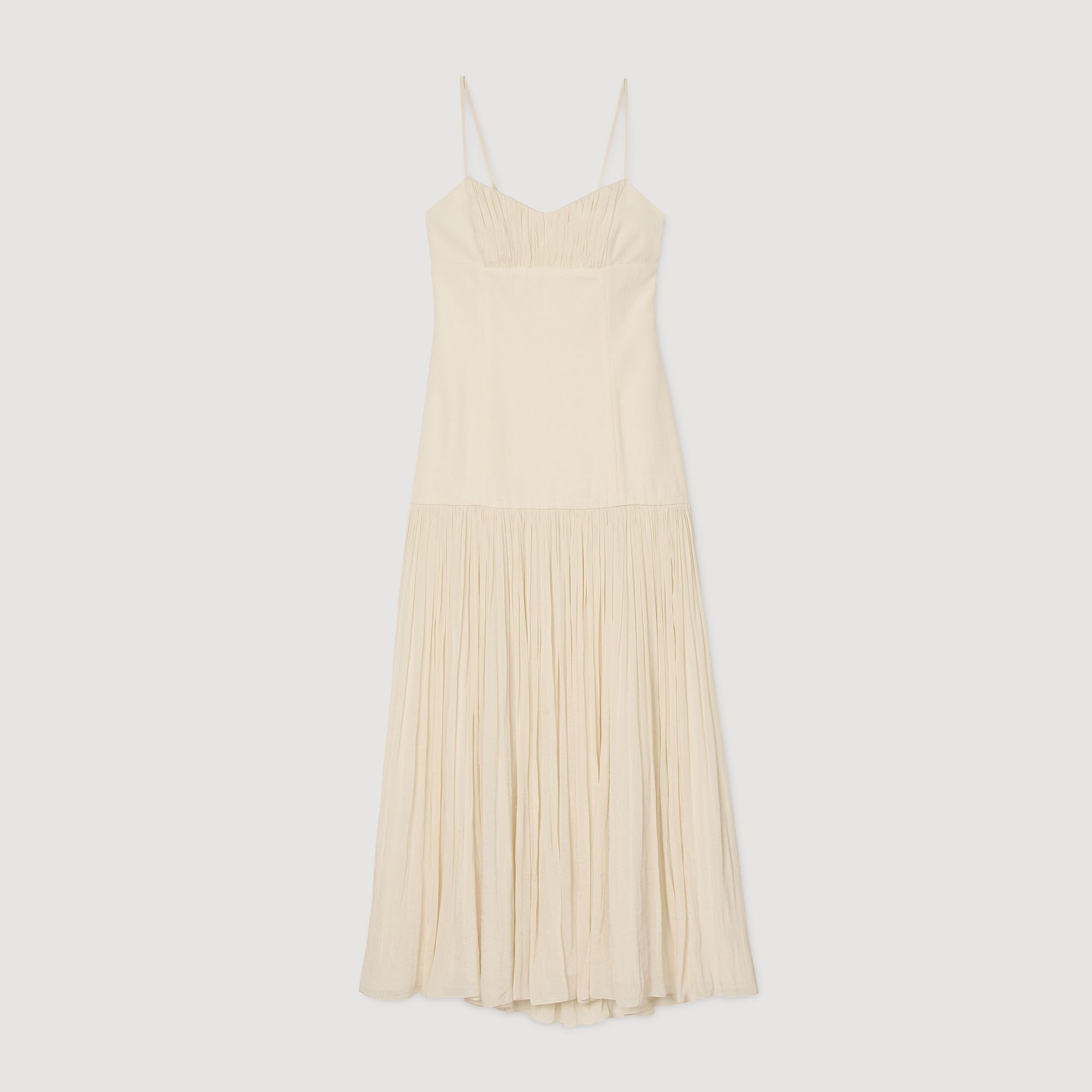 Pleated maxi dress Ecru Sandro Women