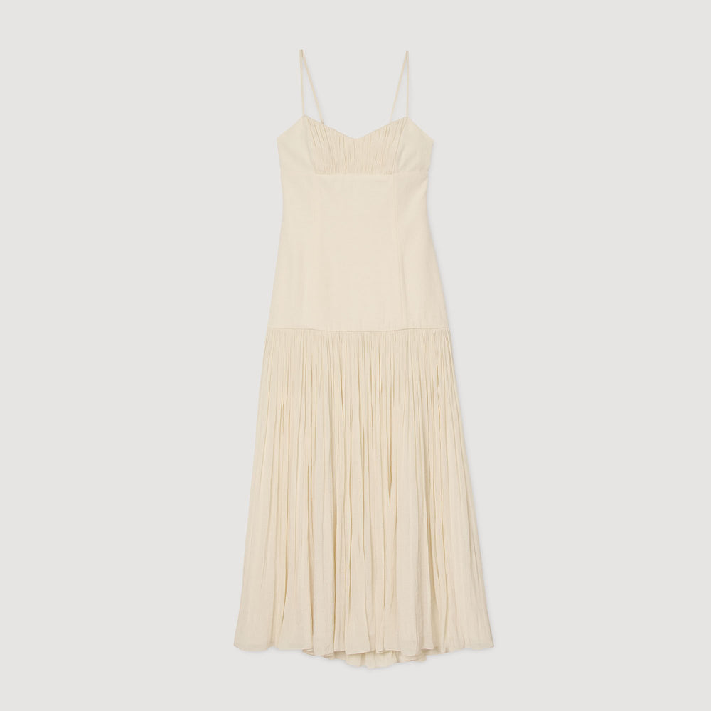 Pleated maxi dress Ecru Sandro Women