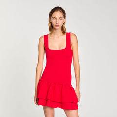 Mini knit dress with ruffles Red Sandro Women