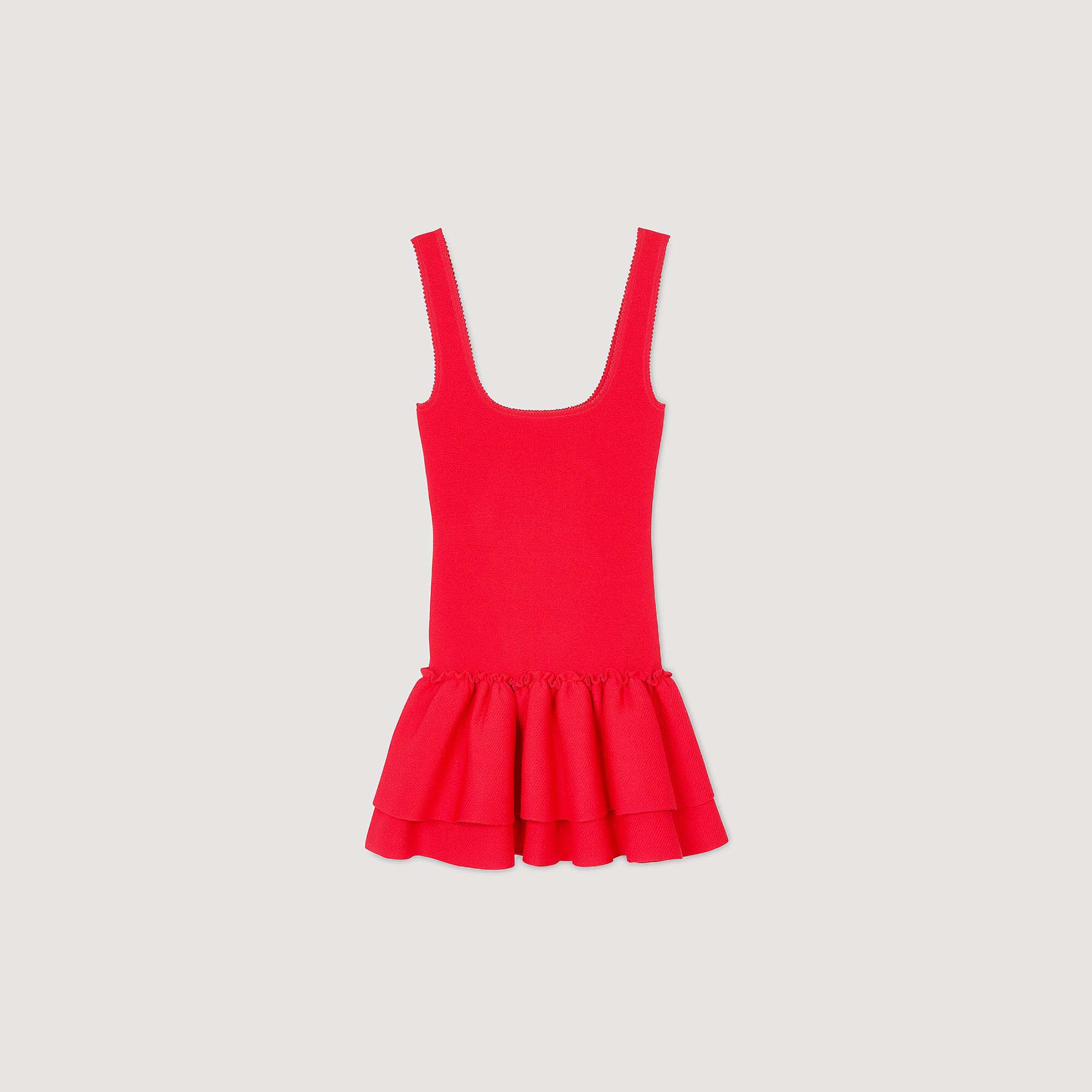 Mini knit dress with ruffles Red Sandro Women