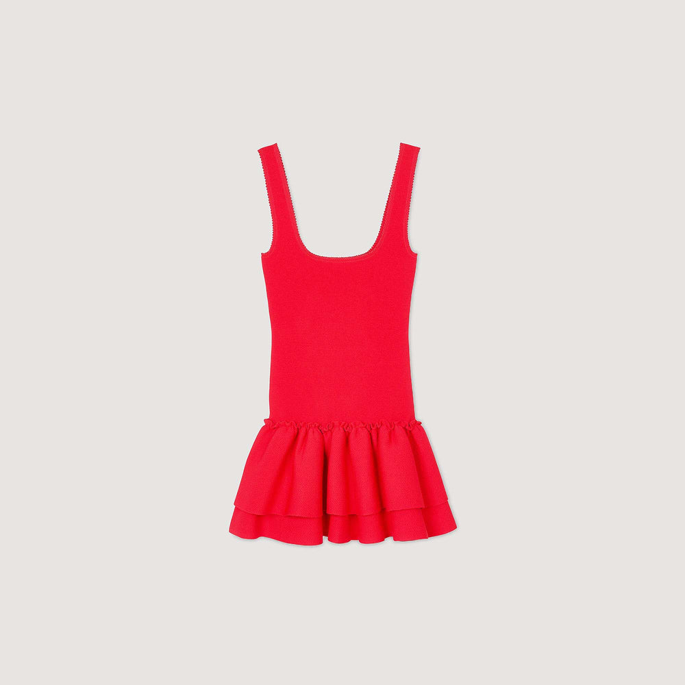 Mini knit dress with ruffles Red Sandro Women