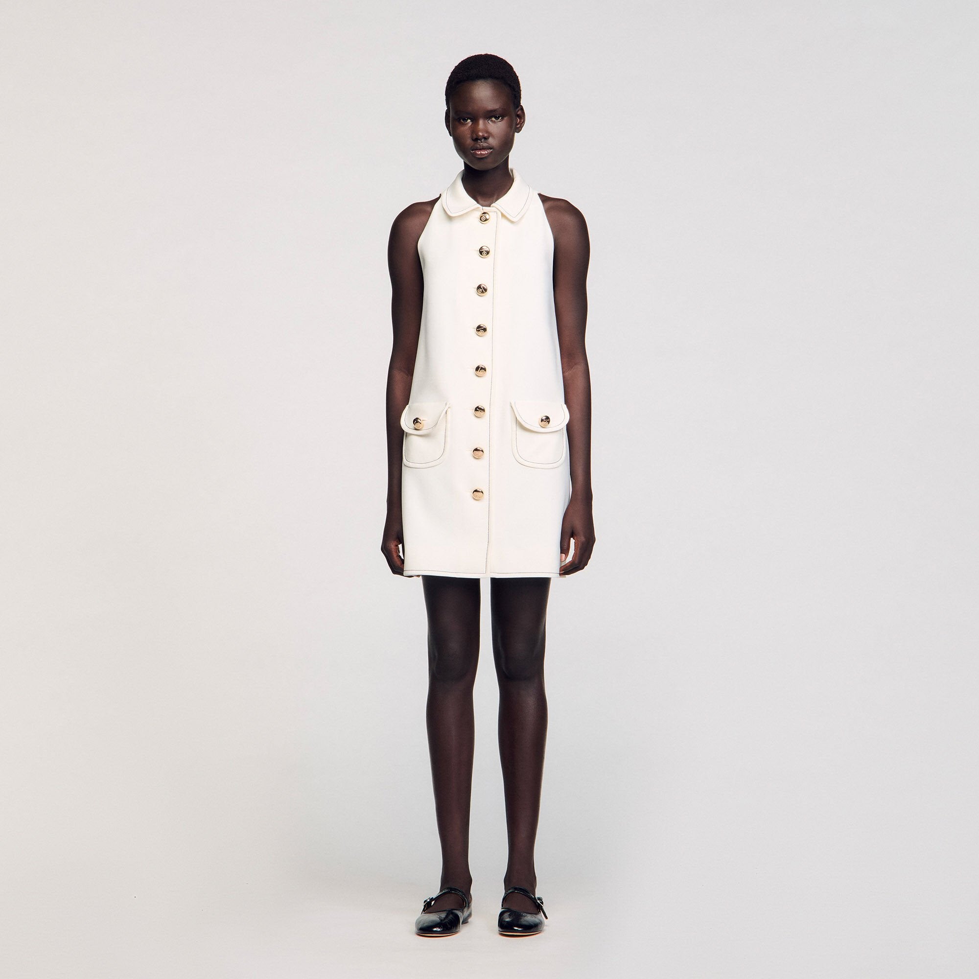 Peter Pan collar mini dress Ecru Sandro Women