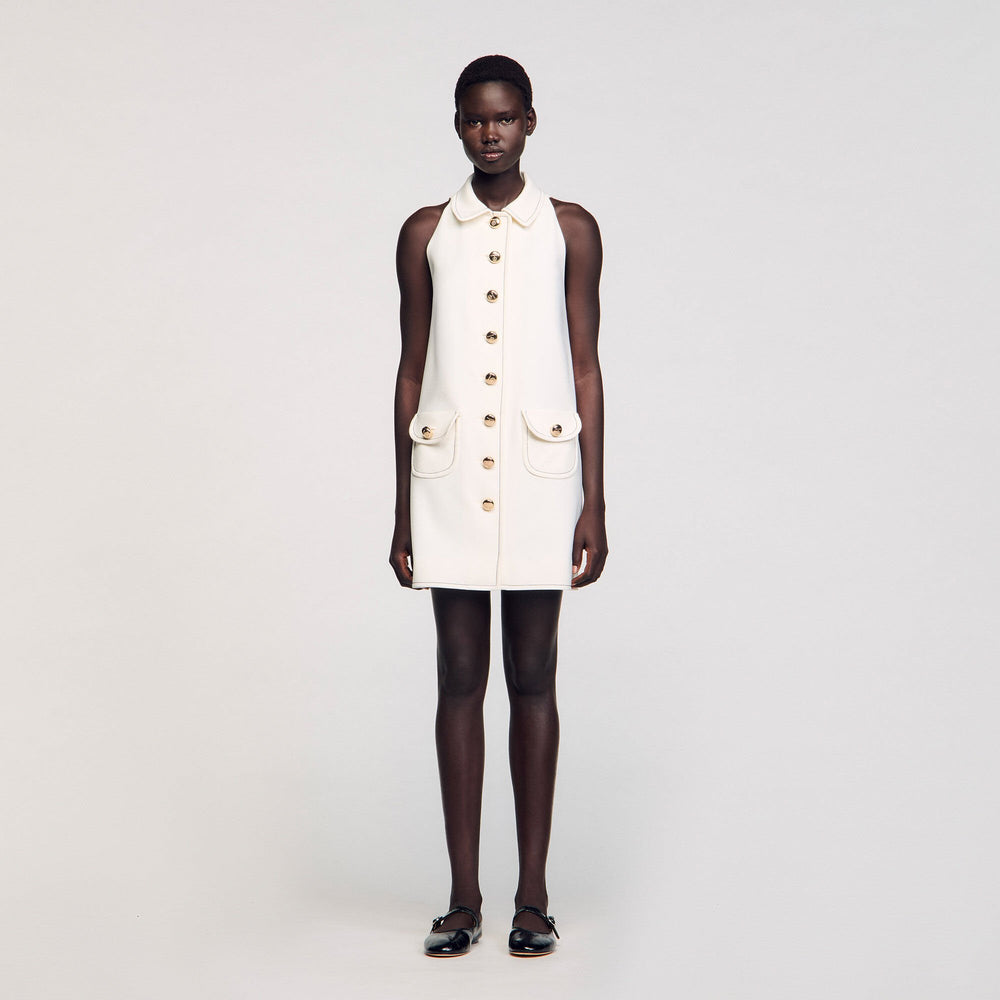 Peter Pan collar mini dress Ecru Sandro Women
