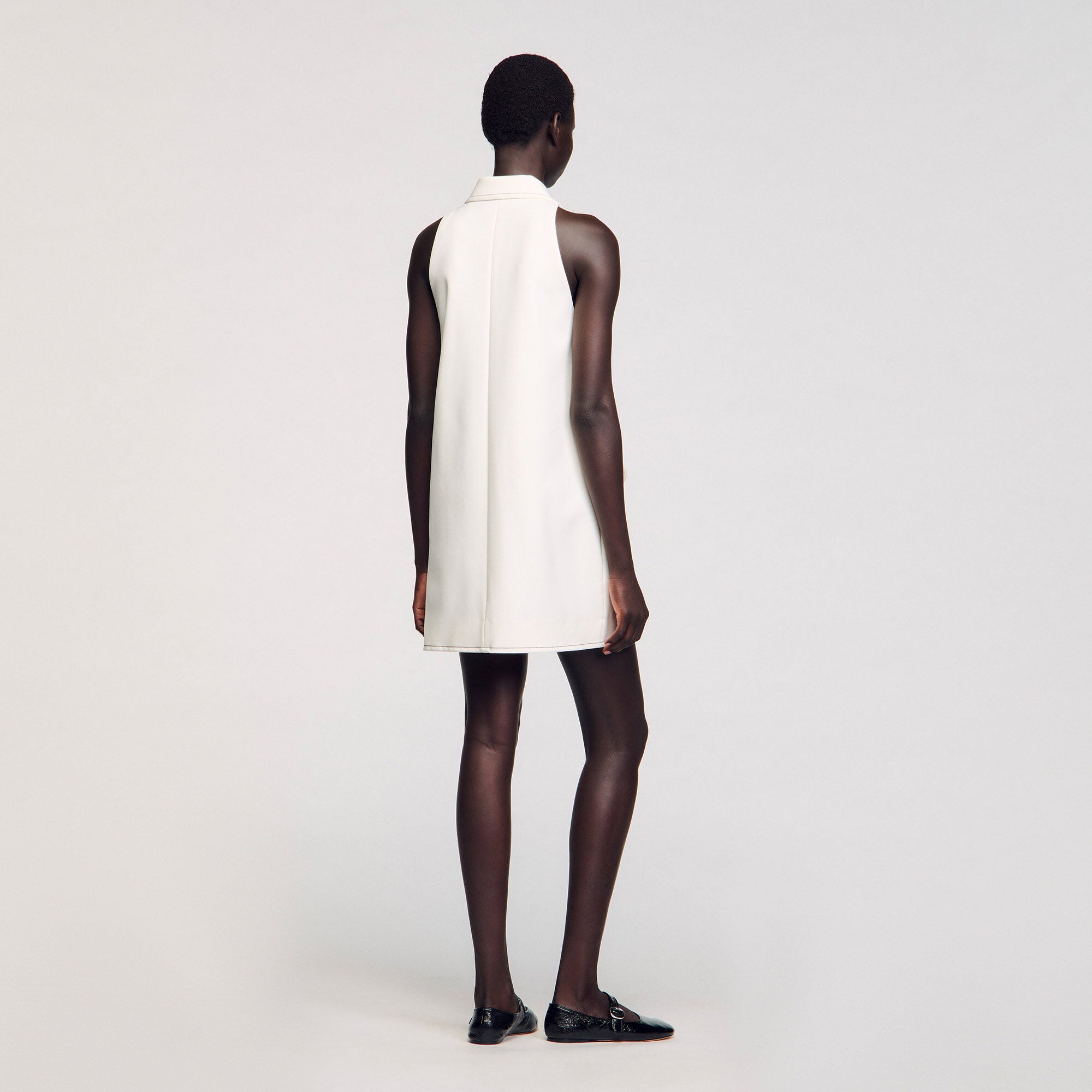 Peter Pan collar mini dress Ecru Sandro Women