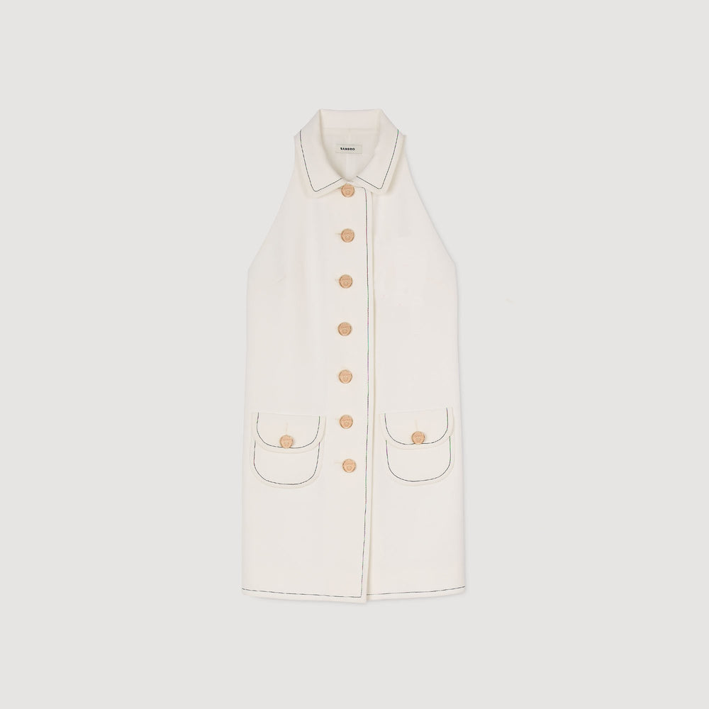 Peter Pan collar mini dress Ecru Sandro Women