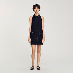 Peter Pan collar mini dress Black Sandro Women