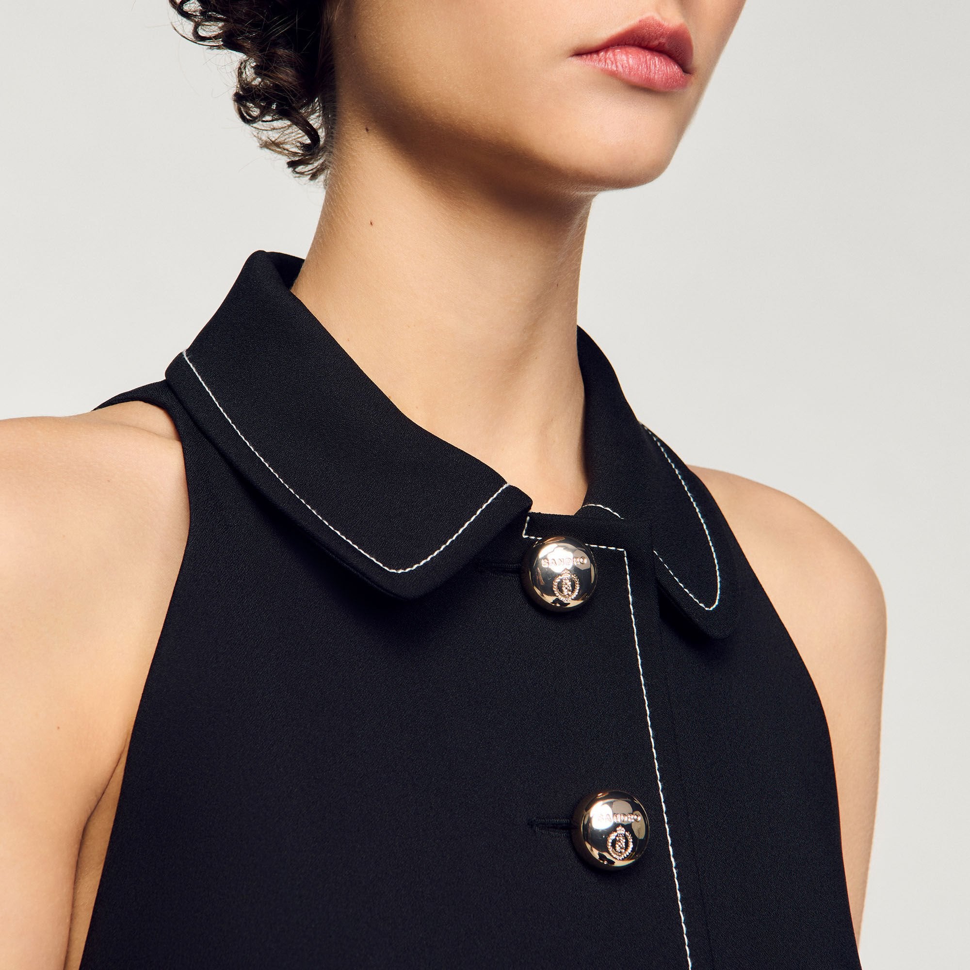 Peter Pan collar mini dress Black Sandro Women