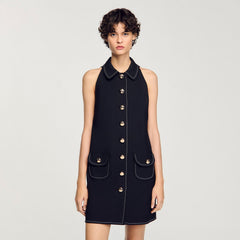 Peter Pan collar mini dress Black Sandro Women