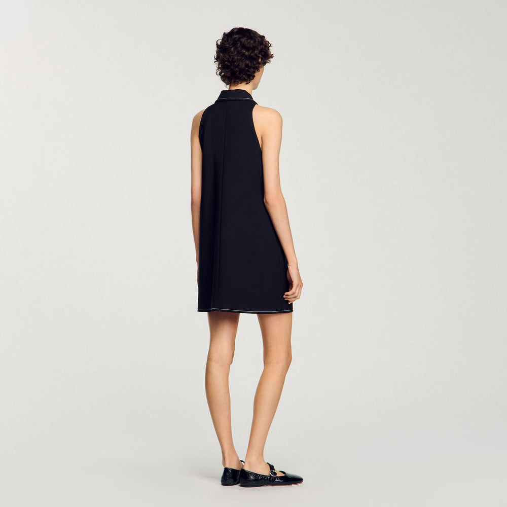 Peter Pan collar mini dress Black Sandro Women