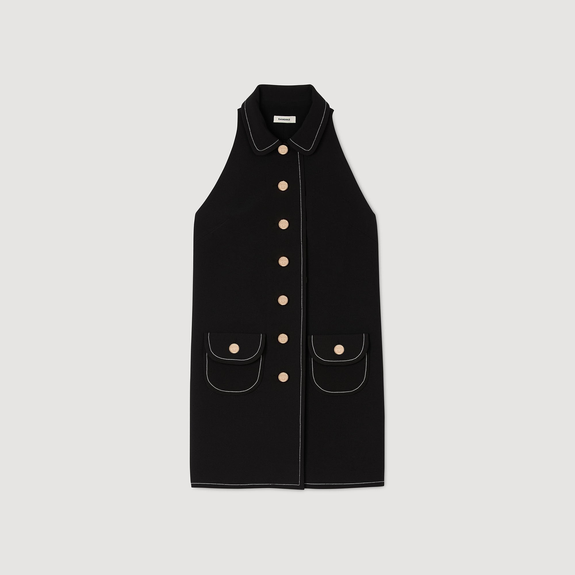 Peter Pan collar mini dress Black Sandro Women