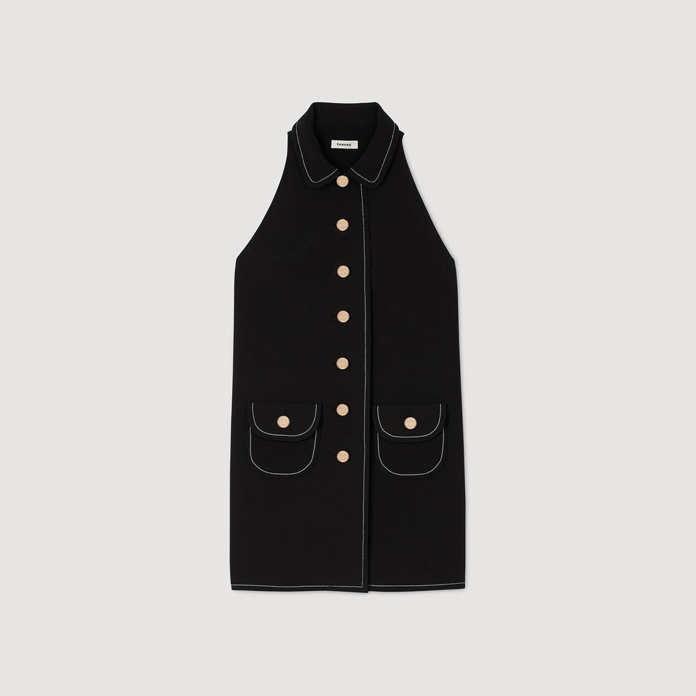 Peter Pan collar mini dress Black Sandro Women