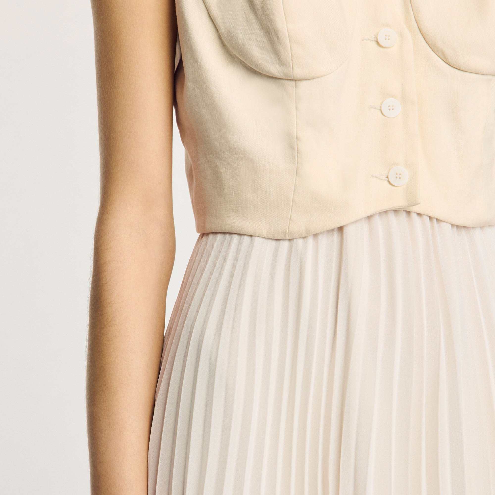 Pleated maxi dress Ecru Sandro Women