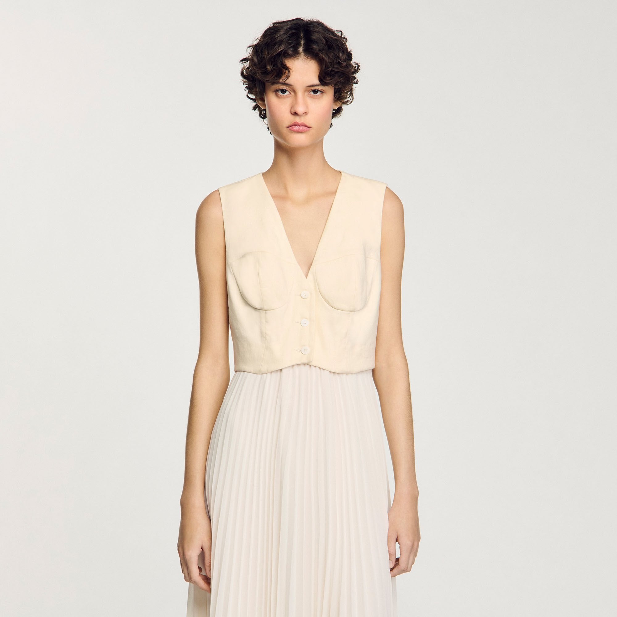 Pleated maxi dress Ecru Sandro Women
