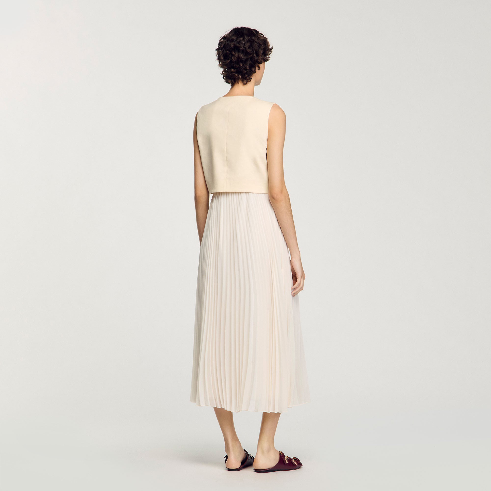 Pleated maxi dress Ecru Sandro Women