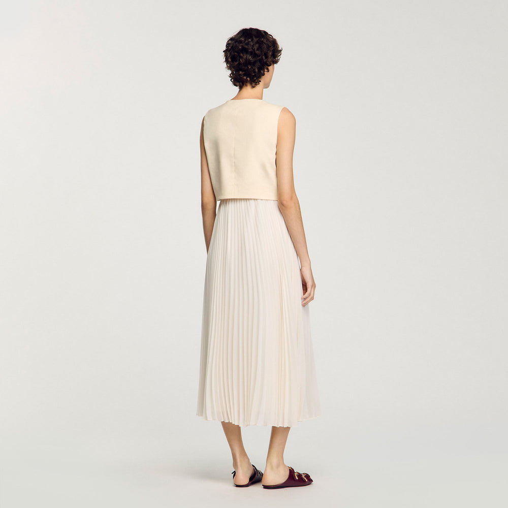 Pleated maxi dress Ecru Sandro Women