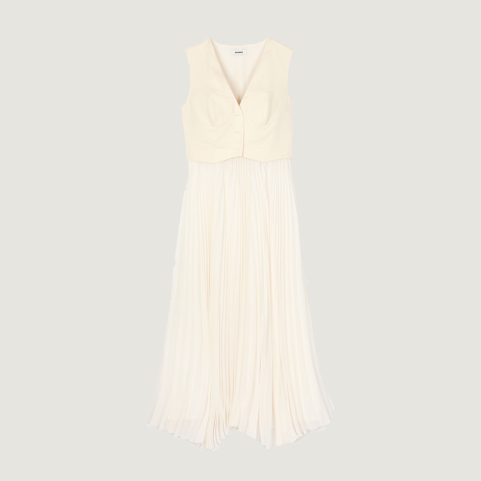 Pleated maxi dress Ecru Sandro Women