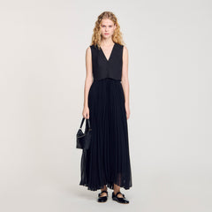 Pleated maxi dress Black Sandro Women