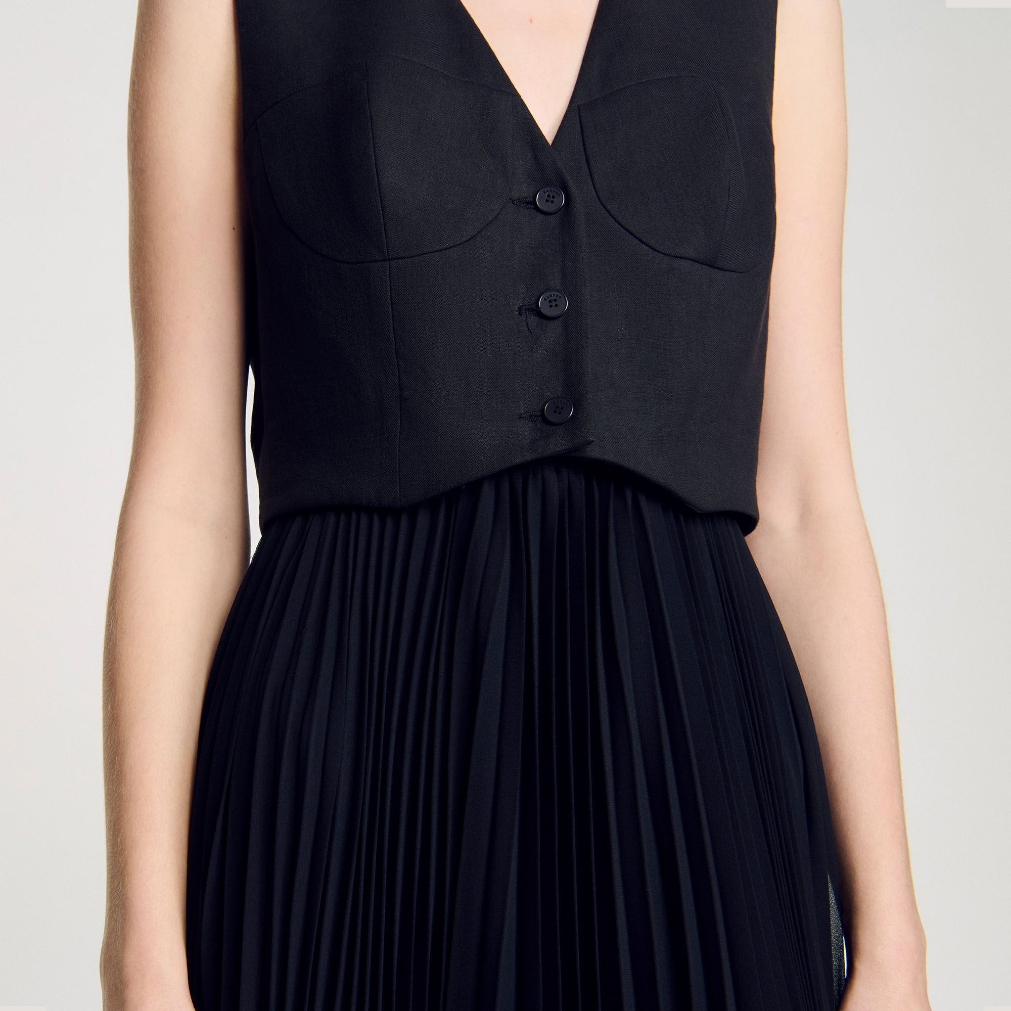 Pleated maxi dress Black Sandro Women