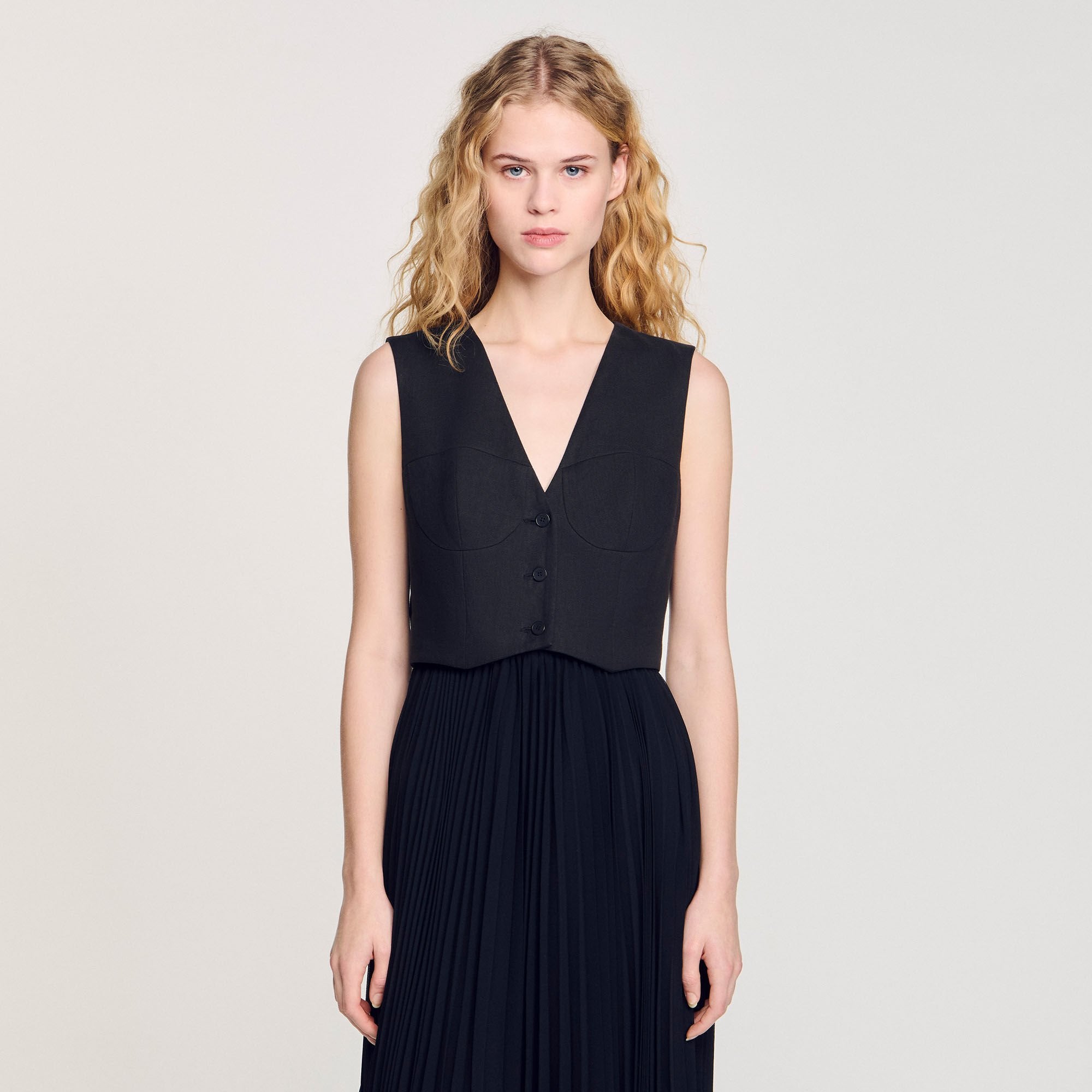 Pleated maxi dress Black Sandro Women