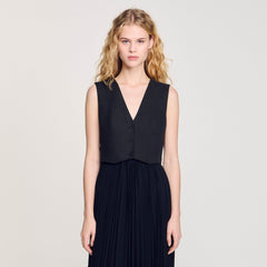 Pleated maxi dress Black Sandro Women