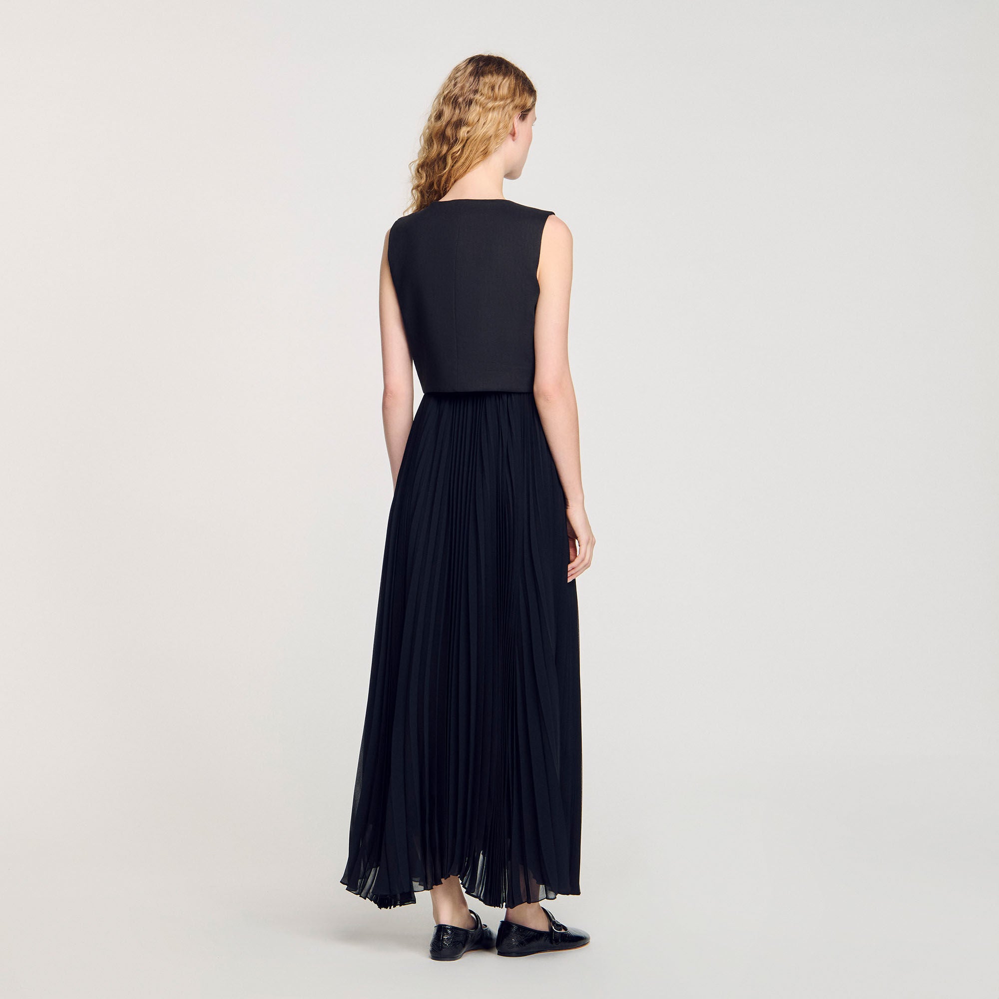 Pleated maxi dress Black Sandro Women