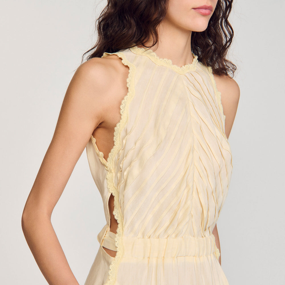 Maxi dress with lace details Light Yellow Sandro Women