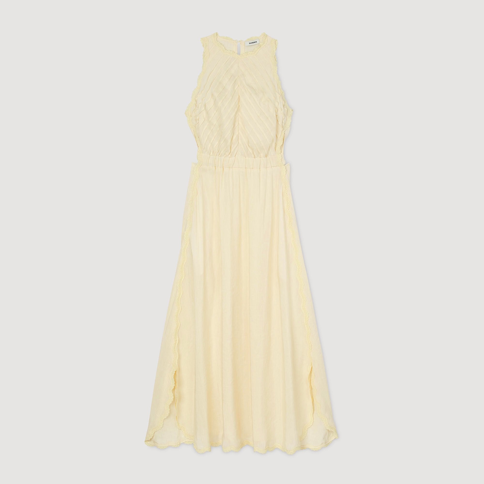 Maxi dress with lace details Light Yellow Sandro Women