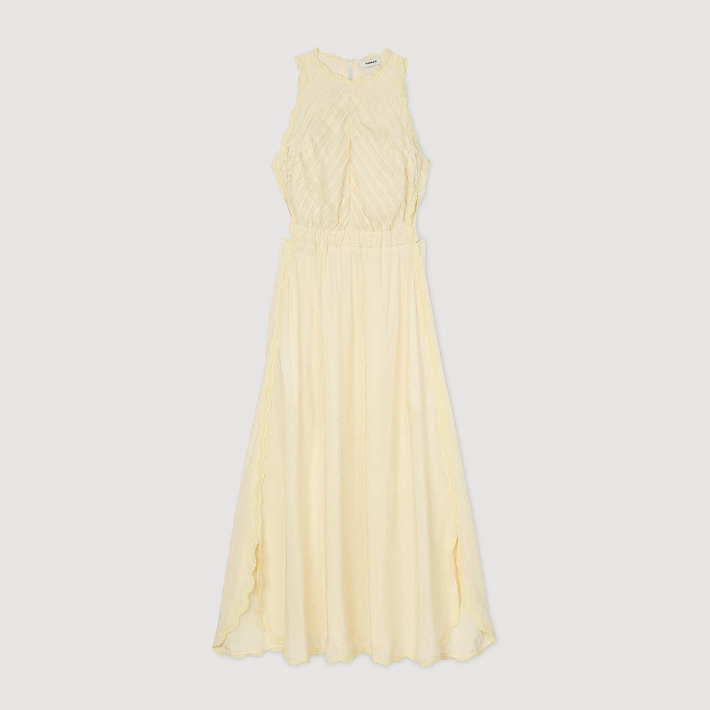 Maxi dress with lace details Light Yellow Sandro Women