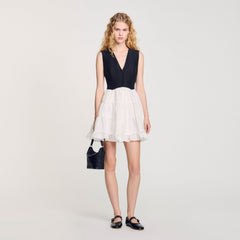 Two-tone mini dress Black / Ecru Sandro Women