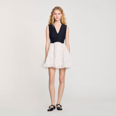 Two-tone mini dress Black / Ecru Sandro Women