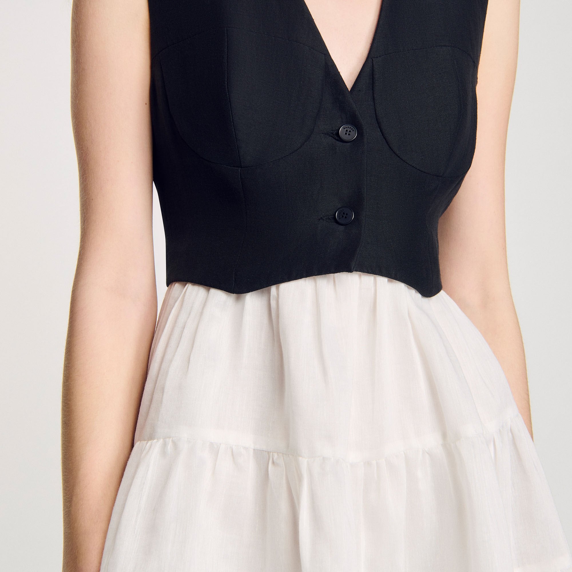 Two-tone mini dress Black / Ecru Sandro Women