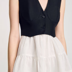 Two-tone mini dress Black / Ecru Sandro Women