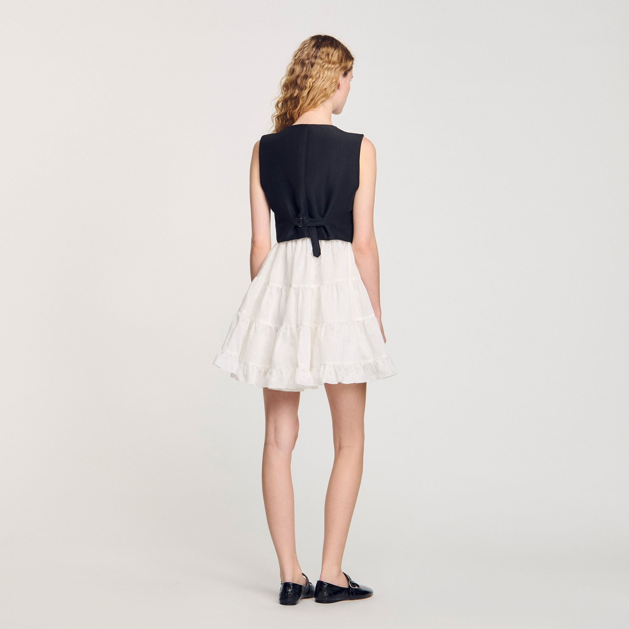 Two-tone mini dress Black / Ecru Sandro Women