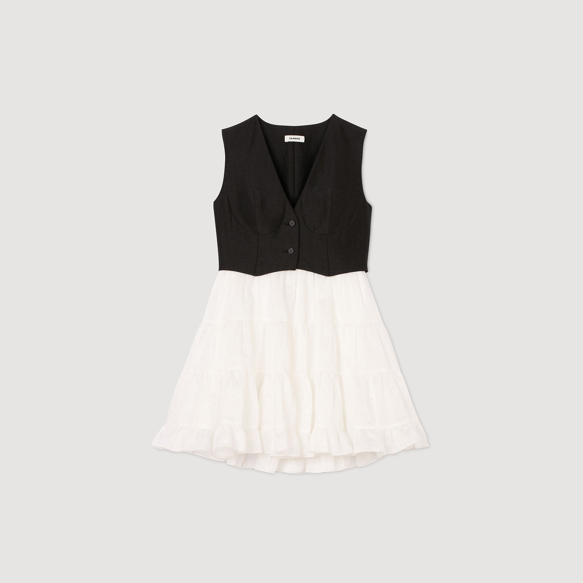 Two-tone mini dress Black / Ecru Sandro Women