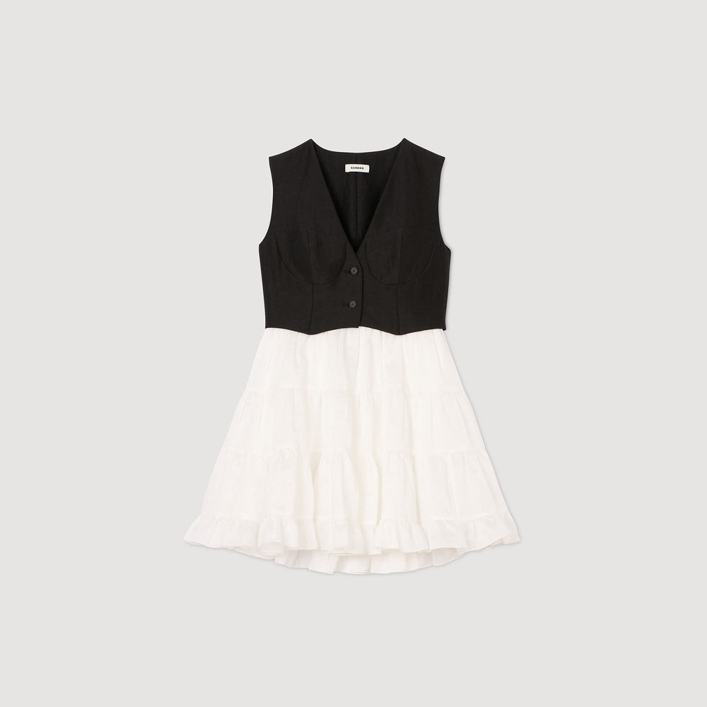 Two-tone mini dress Black / Ecru Sandro Women