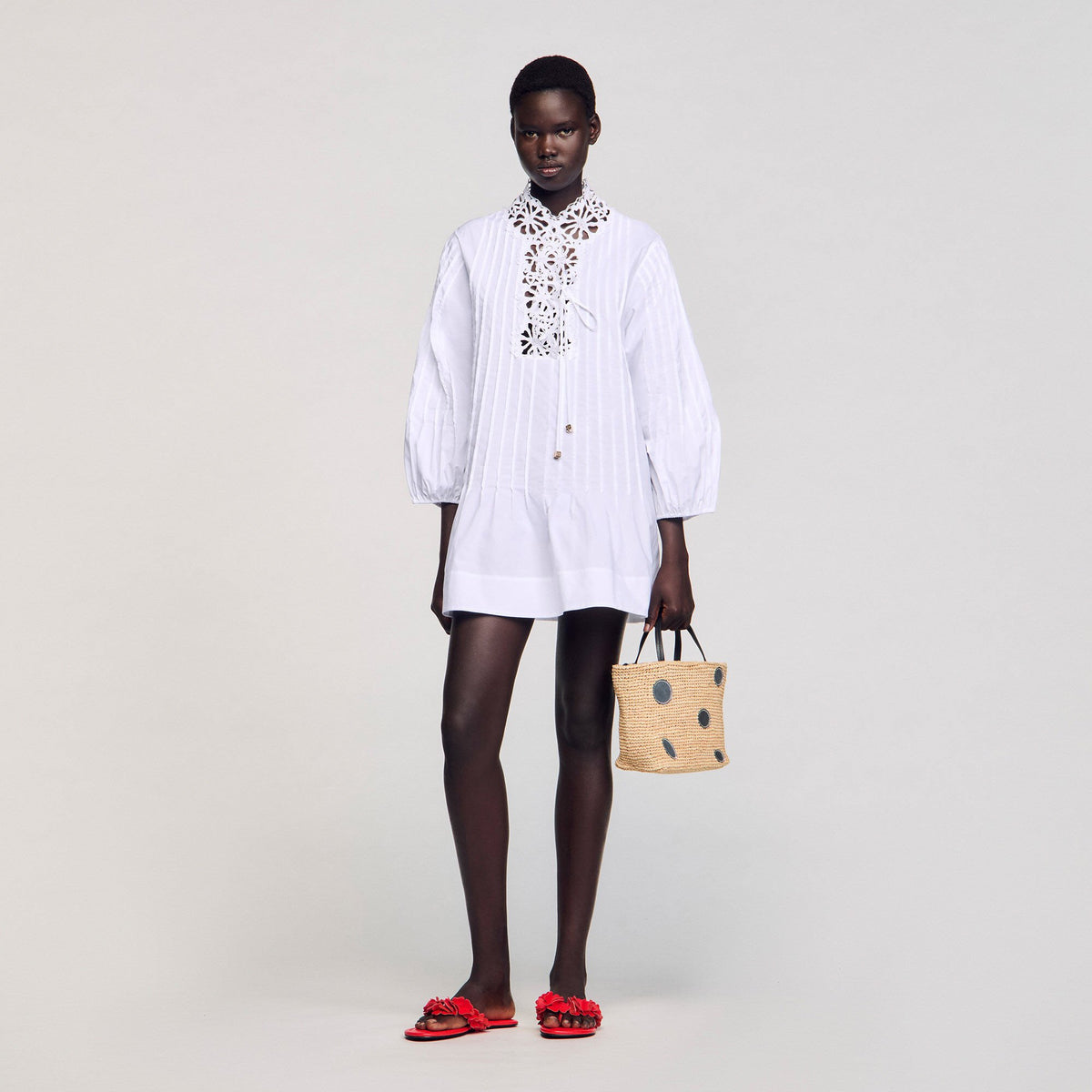 Mini dress with lace detail White Sandro Women