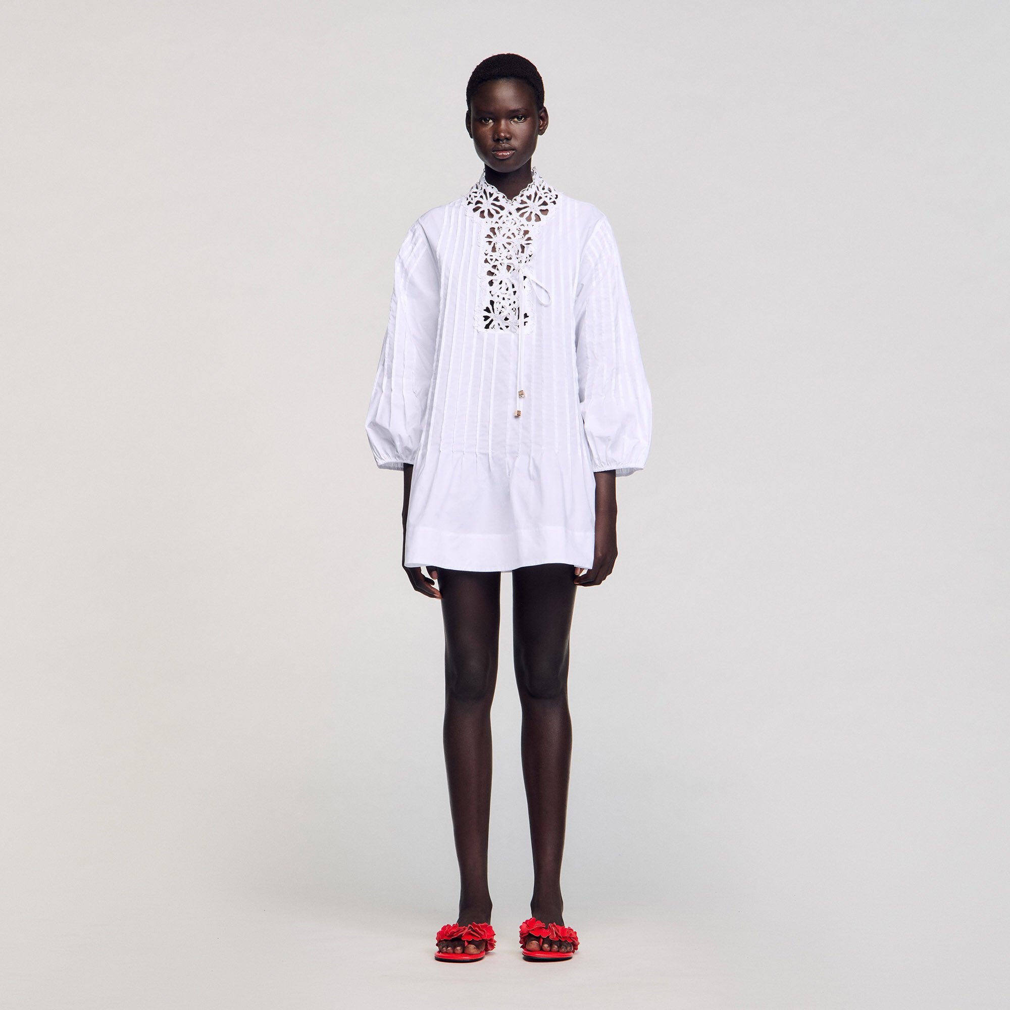Mini dress with lace detail White Sandro Women