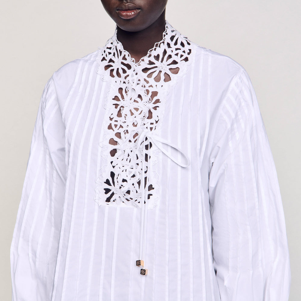 Mini dress with lace detail White Sandro Women