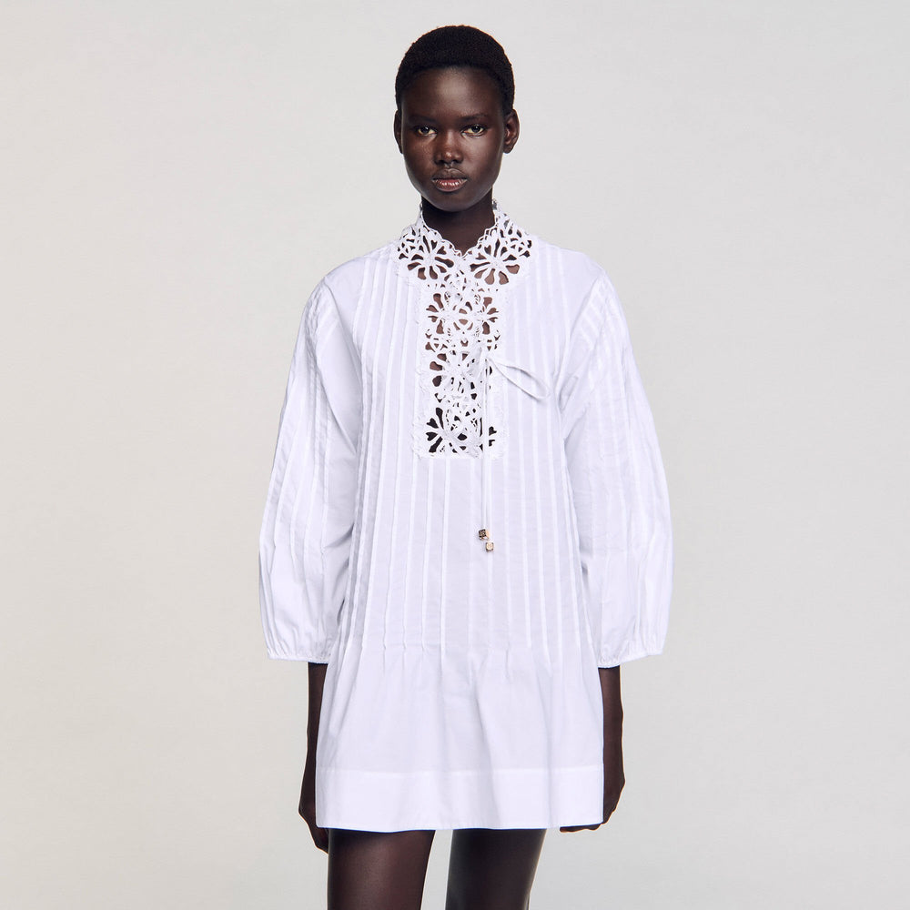 Mini dress with lace detail White Sandro Women