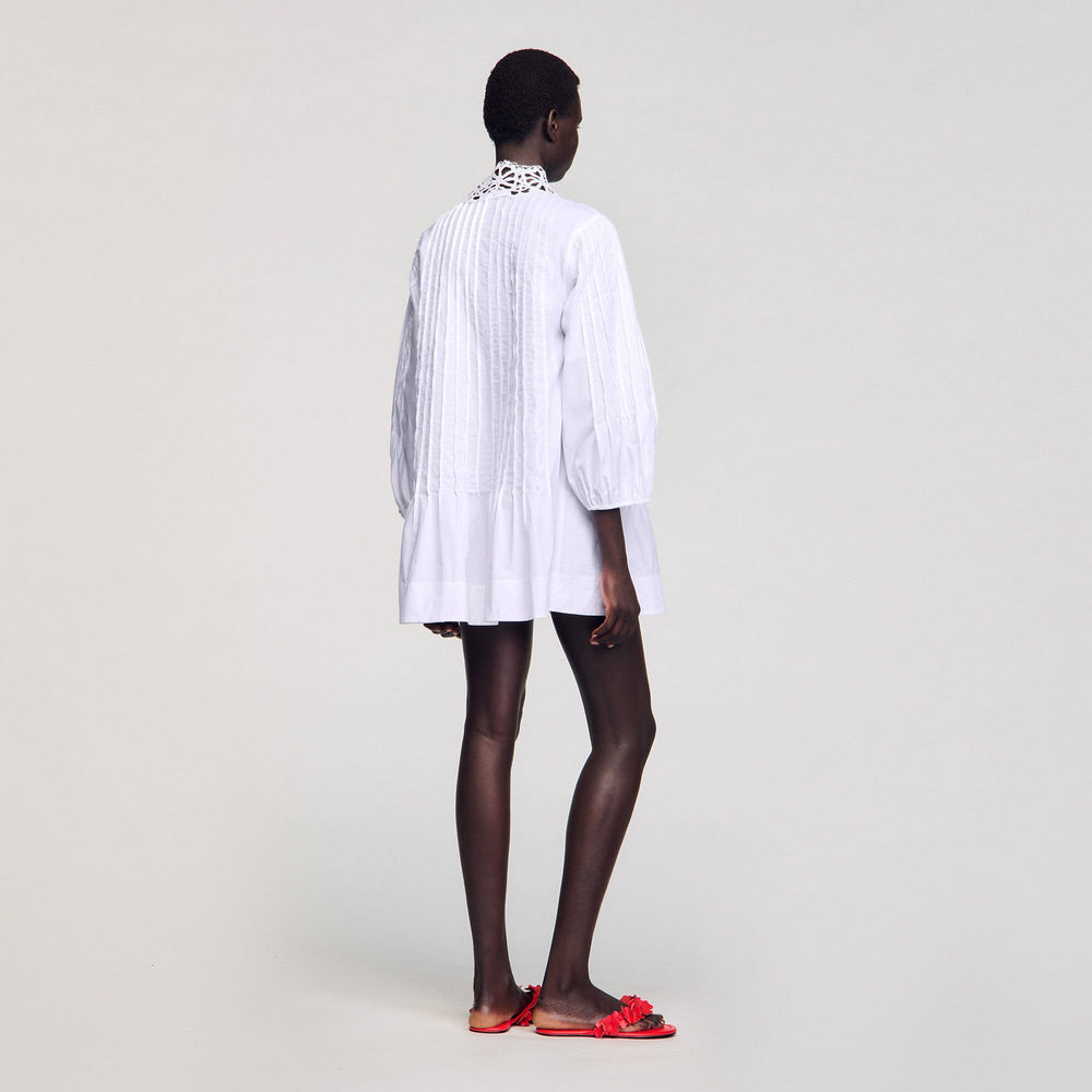 Mini dress with lace detail White Sandro Women