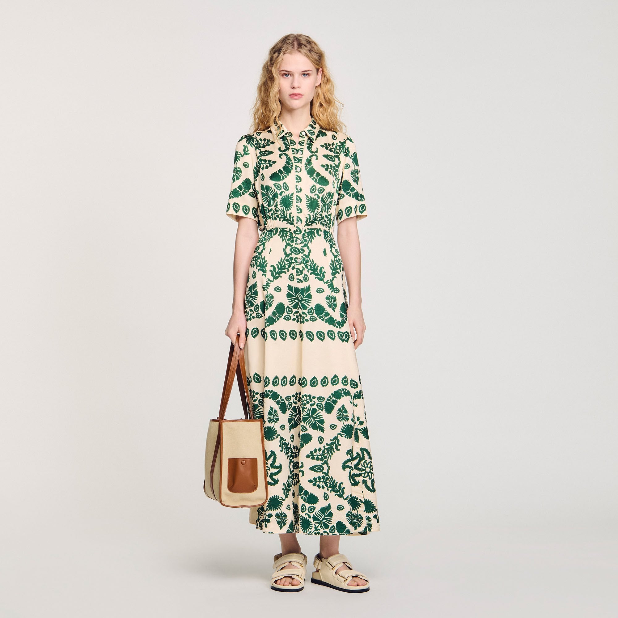 Floral print maxi dress Ecru / Green Sandro Women