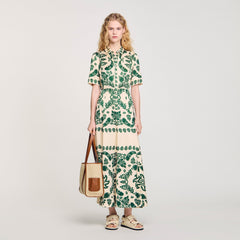 Floral print maxi dress Ecru / Green Sandro Women